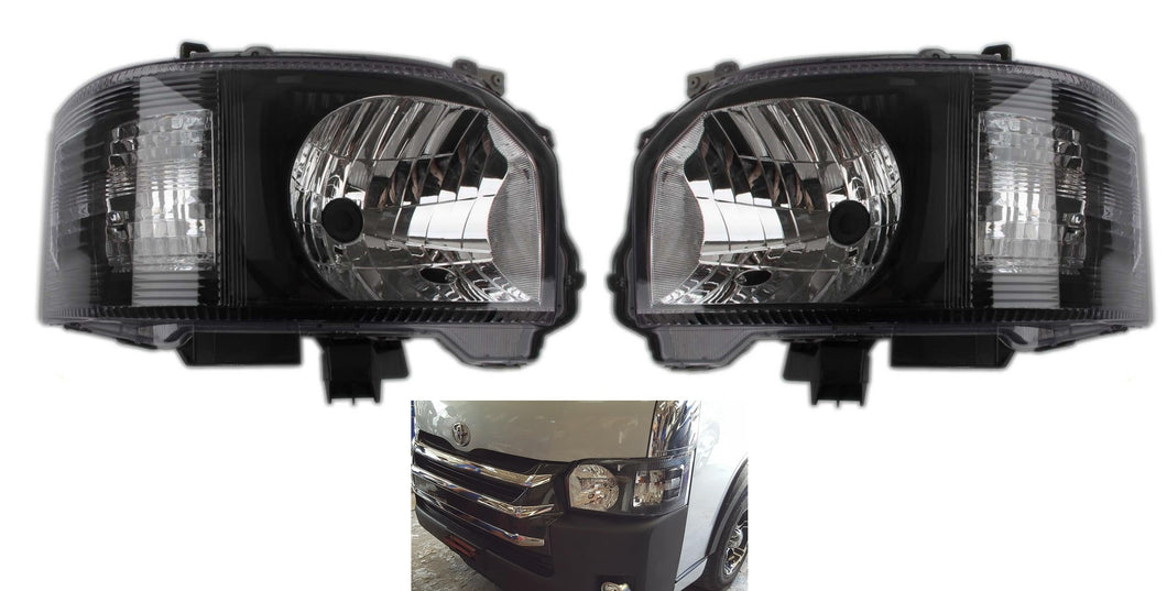 Toyota Hiace Crystal JDM Black Head Lights 2014 - Current