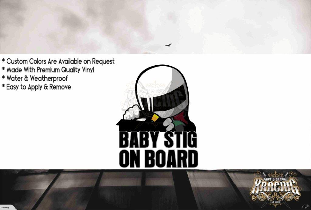 BABY ON BOARD (STIG) SLAP CAR STICKER DECAL [XRACING] #!!