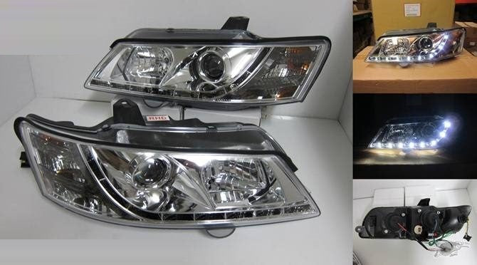Holden COMMODORE VY Crystal Clear Lens Projector Headlights with LED DRL 2001 - 2004