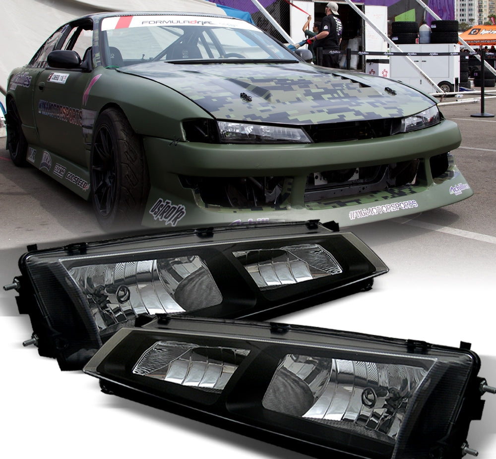 Nissan Silvia S14 240Sx 200sx Kouki JDM Black Head Lights With Corner