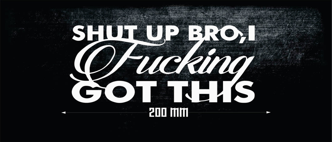 SHUTUP BRO I FU#KIN GOT THIS FUNNY CAR STICKER [ XRACING ] #231