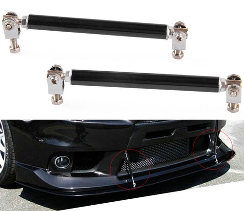 Front Bumper Lip Splitter Rod / Strut Tie Bar Adjustable Support Kit 2Pcs